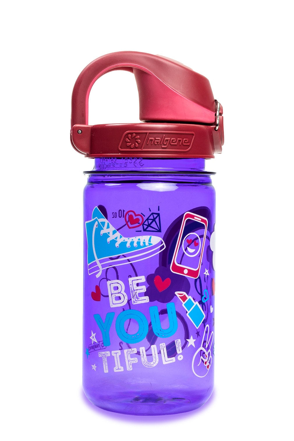 Nalgene product view: 12oz On-The-Fly Kids Lock-Top Bottle with Graphics J1 — 12oz On-The-Fly Kids Lock-Top Bottle with Graphics